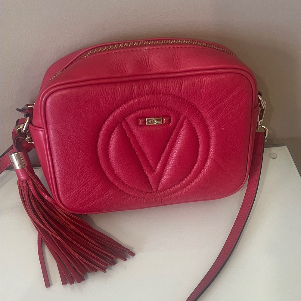 Valentino Vibrant Red Crossbody Bag with Tassel